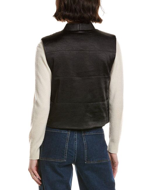 Lilla P Black Satin Quilted Vest