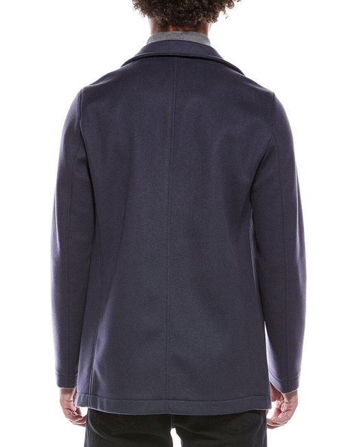 Herno Blue Wool & Cashmere-Blend Coat for men