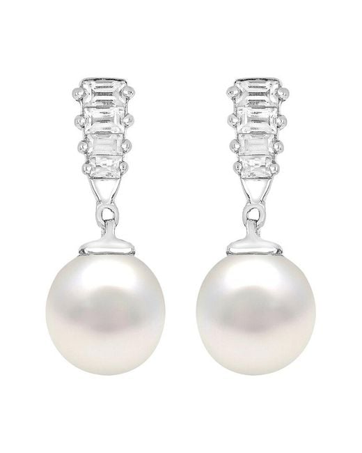 Gemstones White Pearl & 7Mm Pearl Drop Earrings