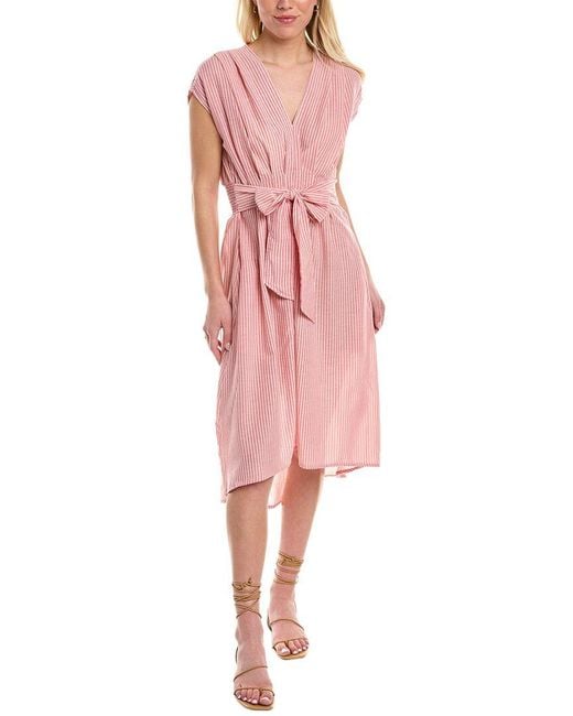 Max Studio Pink Linen-blend Midi Dress