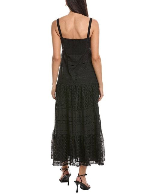 Marella Black Bavero Eyelet Maxi Dress
