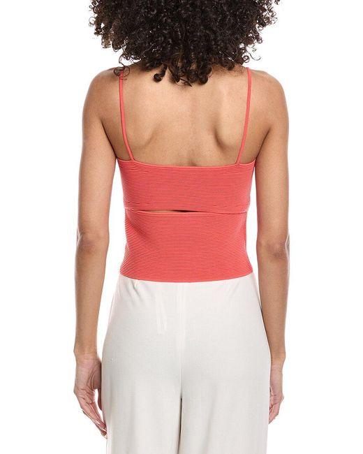 LAPOINTE Red Crepe Matte Front Slit Tank