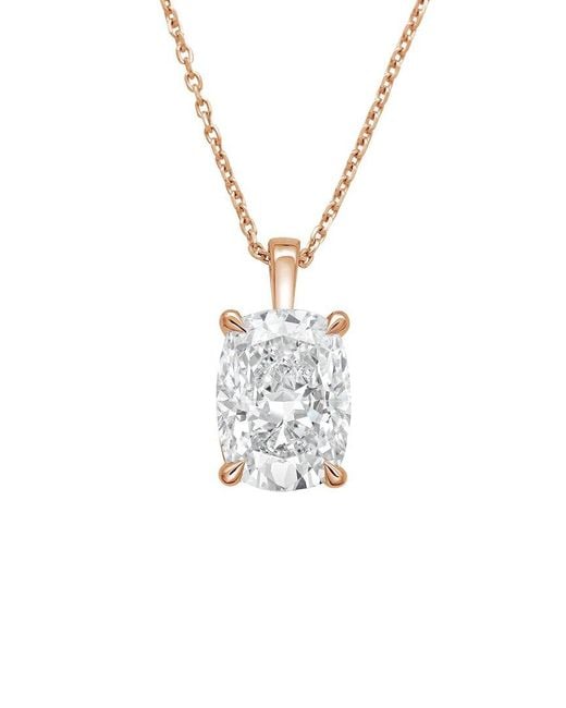 Diana M White Diana M. 14K Rose 7.00 Ct. Tw. Lab-Grown Diamond Solitaire Pendant