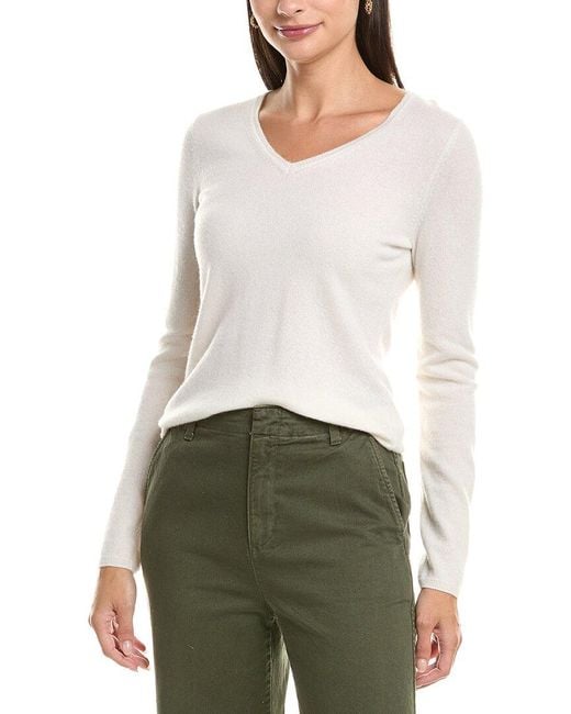 InCashmere White Cashmere Sweater