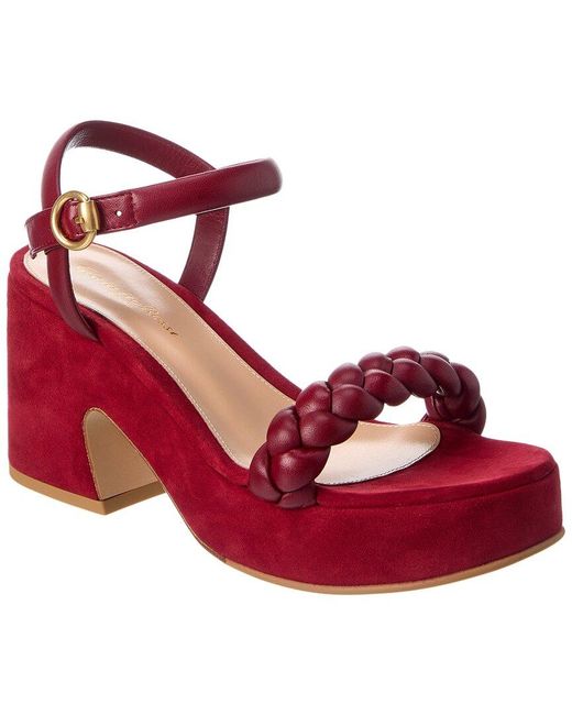 Gianvito Rossi Red 55 Leather & Suede Platform Sandal