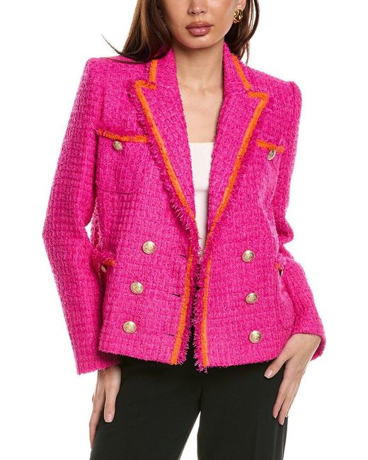L'Agence Pink Alectra Collared Jacket