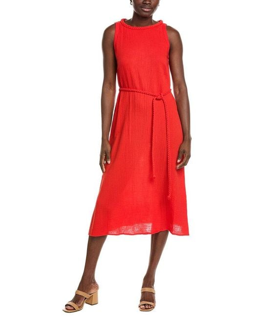 Jones New York Red Sleeveless Midi Dress