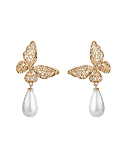 Eye Candy LA White Luxe Collection 18k Plated Cz Butterfly Earrings