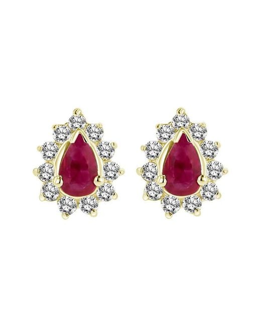 LEVARON Pink 14K 0.70 Ct. Tw. Diamond & Ruby Earrings