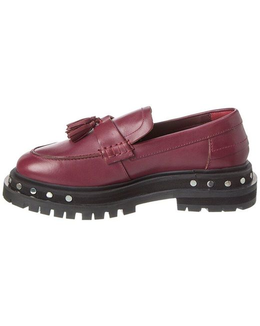 Free People Red Teagan Tassel Leather Loafer