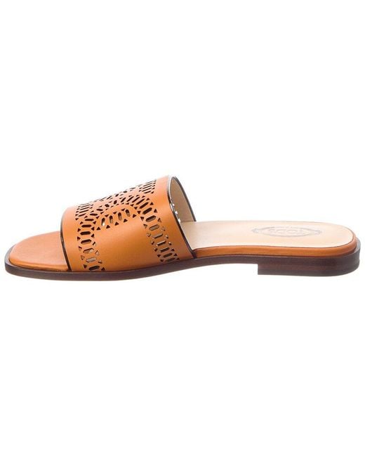 Tod's Brown Logo Leather Sandal
