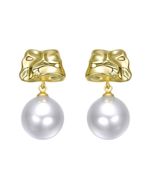 Rachel Glauber Metallic 14K Pearl Dangle Earrings