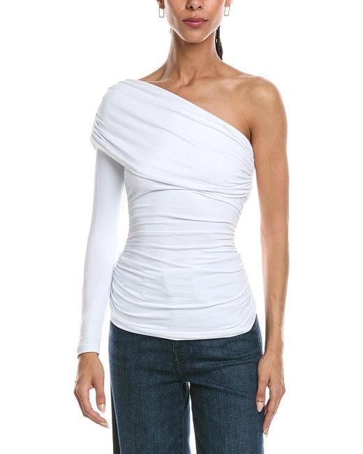 Susana Monaco White One Arm Off Shoulder Top