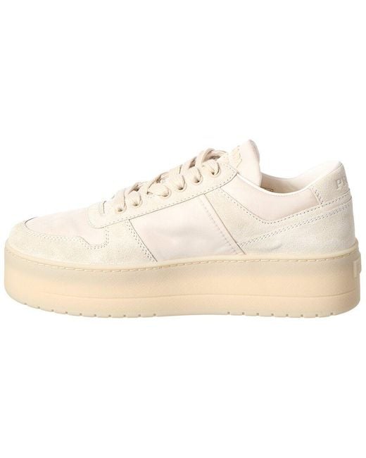 Prada Natural Logo Suede-Trim Sneaker