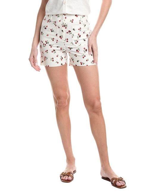 Renuar White Woven Linen-Blend Short
