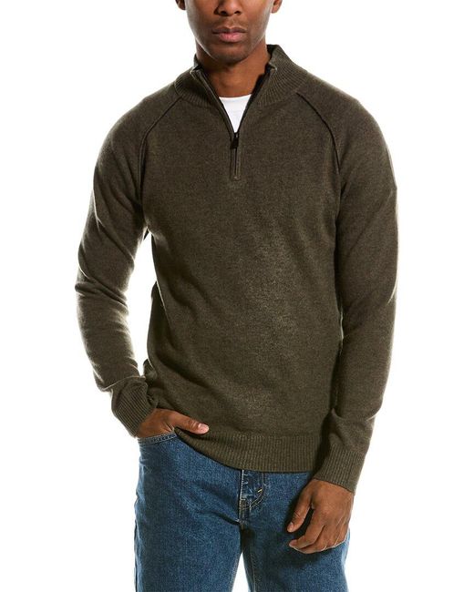 NAADAM Green Wool & Cashmere-blend 1/4-zip Mock Sweater for men