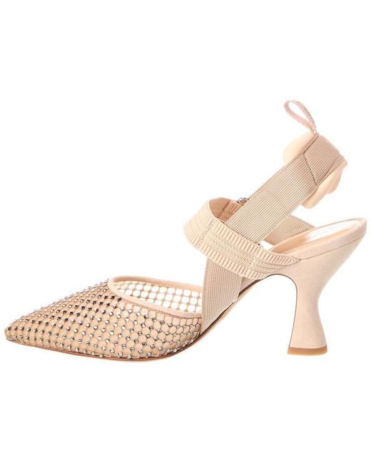 Fendi Natural Colibri Mesh & Suede Slingback Pump