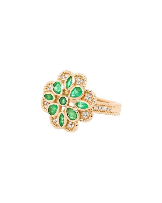 Diana M Metallic Fine Jewelry 14k 1.03 Ct. Tw. Diamond & Emerald Half-eternity Ring