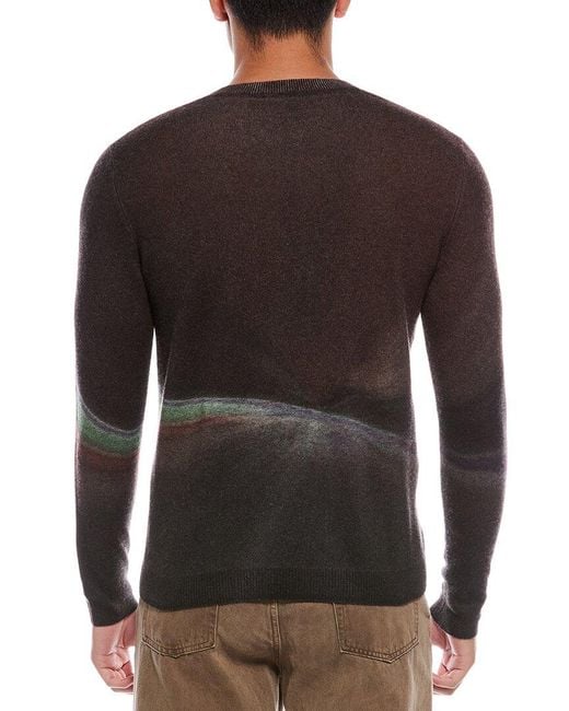 Autumn Cashmere Brown Tunnel Print Cashmere Crewneck Sweater for men