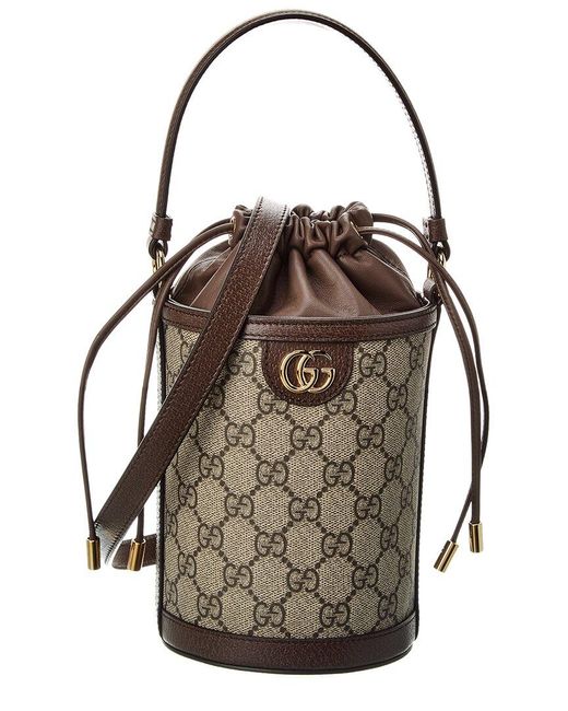 Gucci Black Ophidia Mini GG Supreme Canvas & Leather Bucket Bag