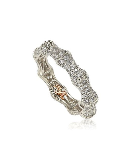 Suzy Levian Metallic Silver Cz Stackable Ring