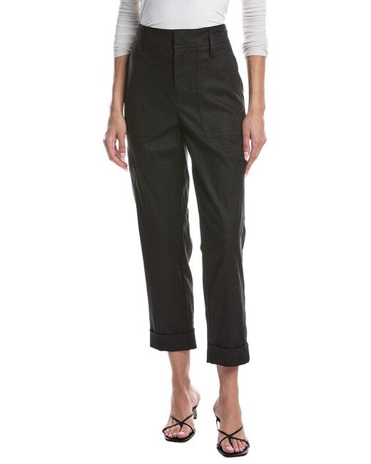 Vince Black Linen-Blend Utility Pant