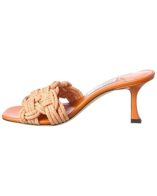 Jimmy Choo Orange Chara 70 Raffia Sandal