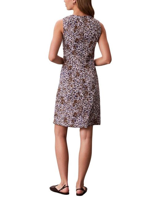 Calvin Klein Purple Print V-Neck Mini Dress