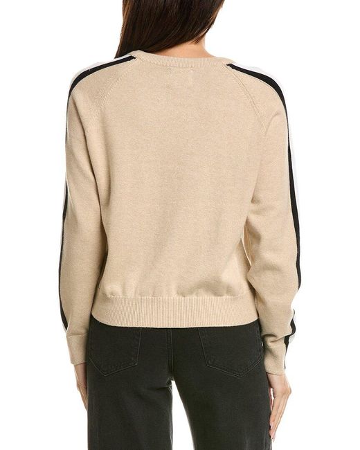 Brodie Cashmere Natural Varsity Crewneck Cashmere-Blend Sweater
