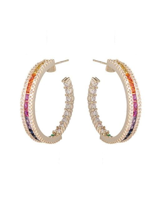 Eye Candy LA White Cz Sophia Rainbow Hoops