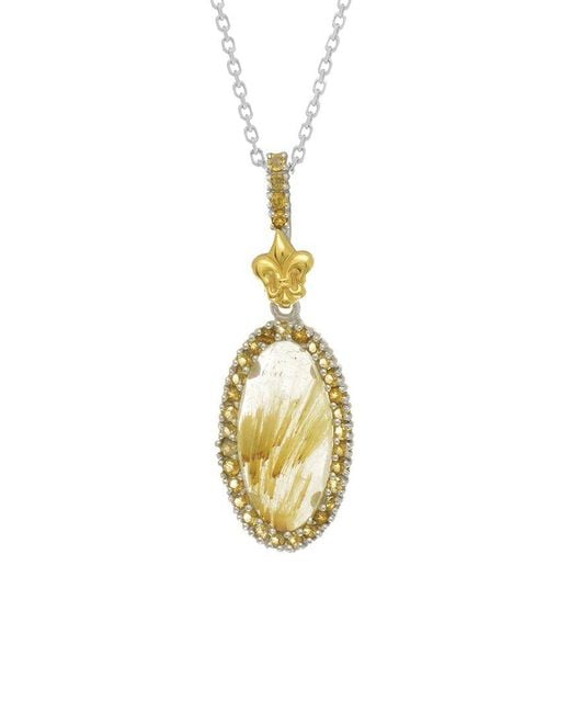 Phillip Gavriel Metallic Rock Candy 18K & Rutilated Quartz Slice Necklace