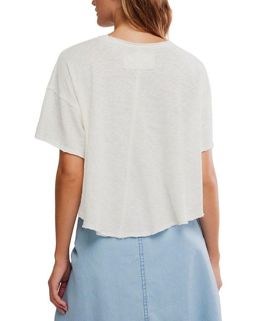 Free People Gray Elise Linen-Blend Swing Top