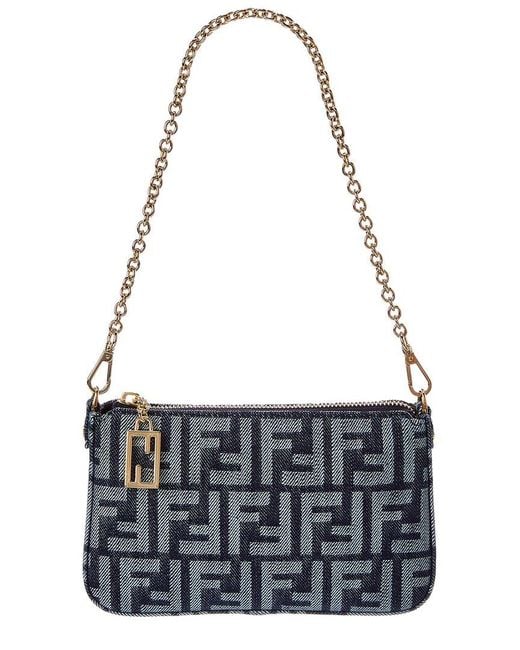 Fendi Blue Baguette Denim Pouch