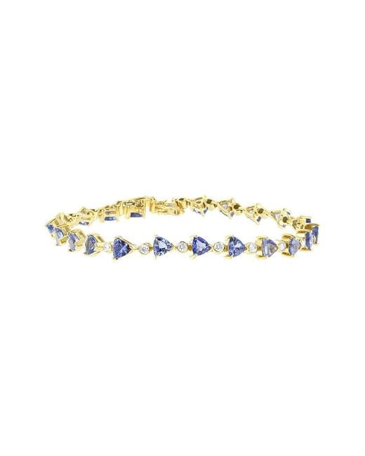 Haus of Brilliance White Colorful Gemstones 14K 8.31 Ct. Tw. Diamond & Lab-Grown Tanzanite Link Bracelet