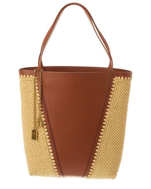Chloé Brown Raffia & Leather Tote