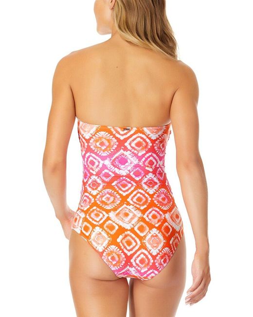 Anne Cole Red Twist Front Strapless One-Piece