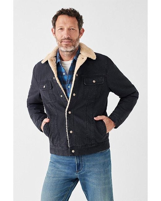 Faherty Brand Blue Timberline Fleece Trucker Jacket for men