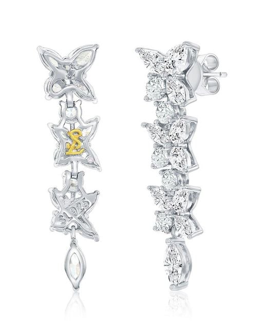 Suzy Levian CZ Jewelry White Suzy Levian Gala Collection Cz Dangle Earrings