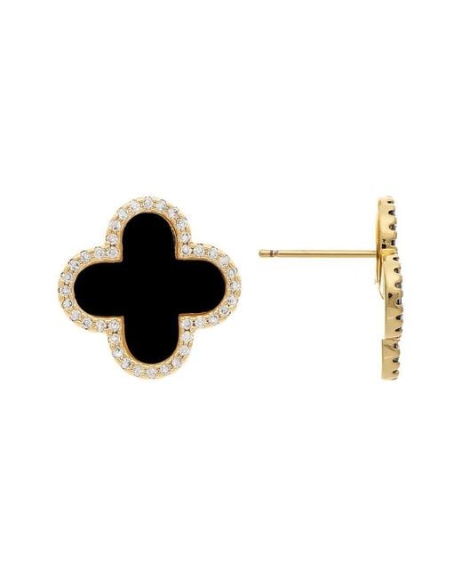 Rivka Friedman Black 18K Platedonyx Cz Earrings