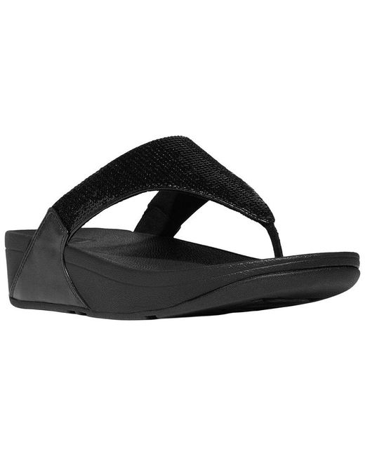 Fitflop Black Lulu Sequin Toe Post Sandal