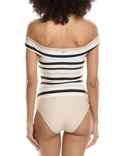 Jonathan Simkhai Brown Walker Off Shoulder One-Piece