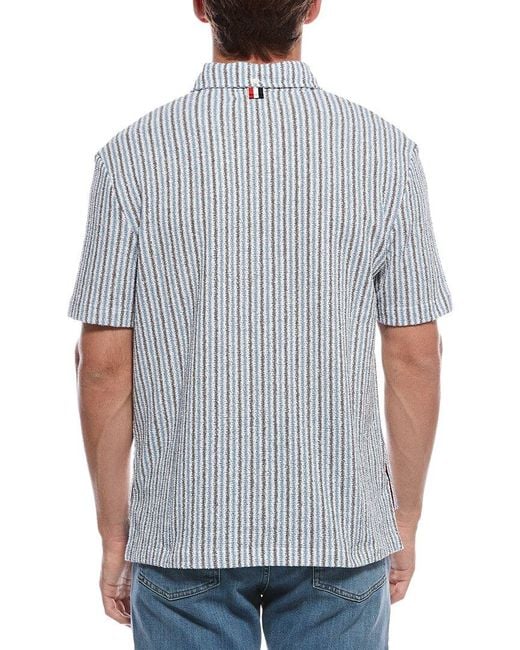 Thom Browne Blue Terry Button Shirt for men