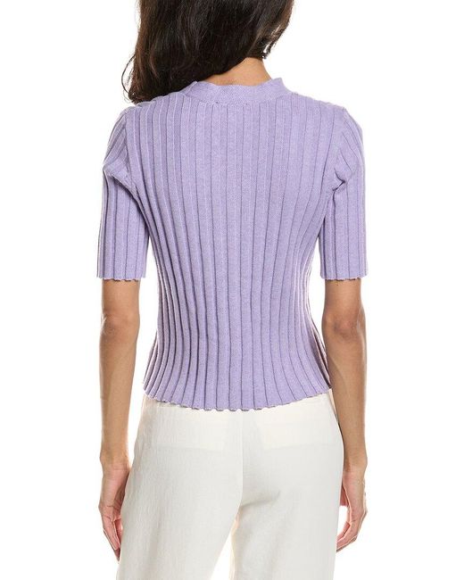 Forte Purple Elbow Sleeve Rib Cardigan