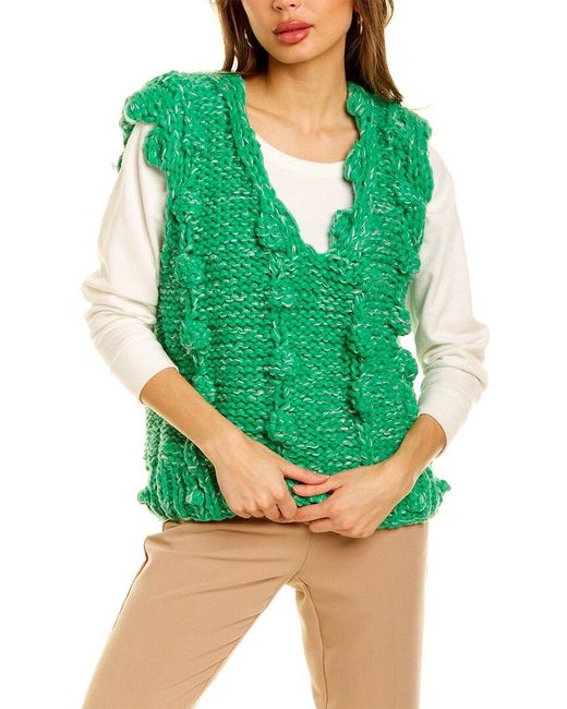 Beulah Green Pom Knit Wool-blend Sweater