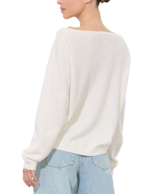 Alice + Olivia White Williams Easy Cashmere-Blend Pullover