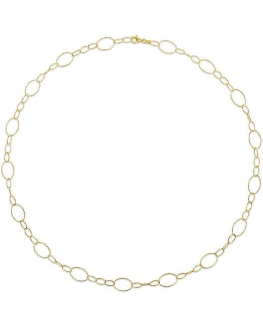 Italian Silver Metallic 18K Over Fancy Oval Link Chain Necklace