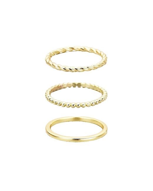 Adornia Metallic 14K Plated Thin Stacking Band Set Ring