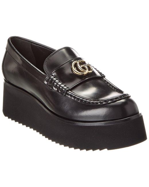 Gucci Black Double G Creeper Leather Loafer