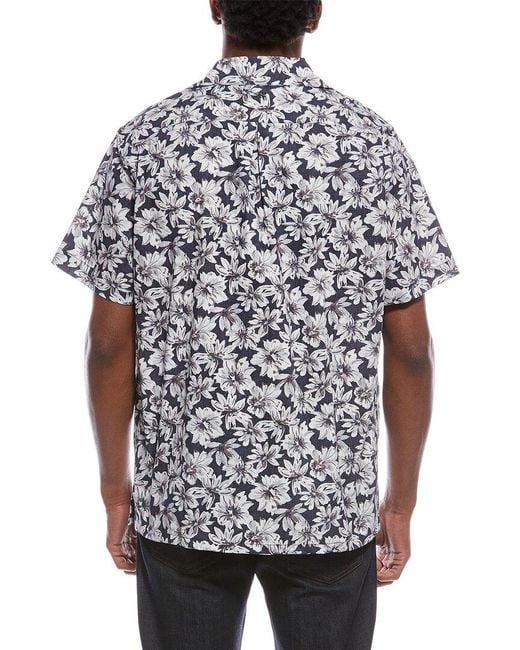 tyler boe Blue Vintage Floral Camp Shirt for men