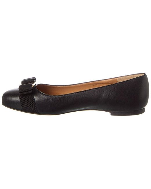 Ferragamo Black Varina Leather Ballet Flat